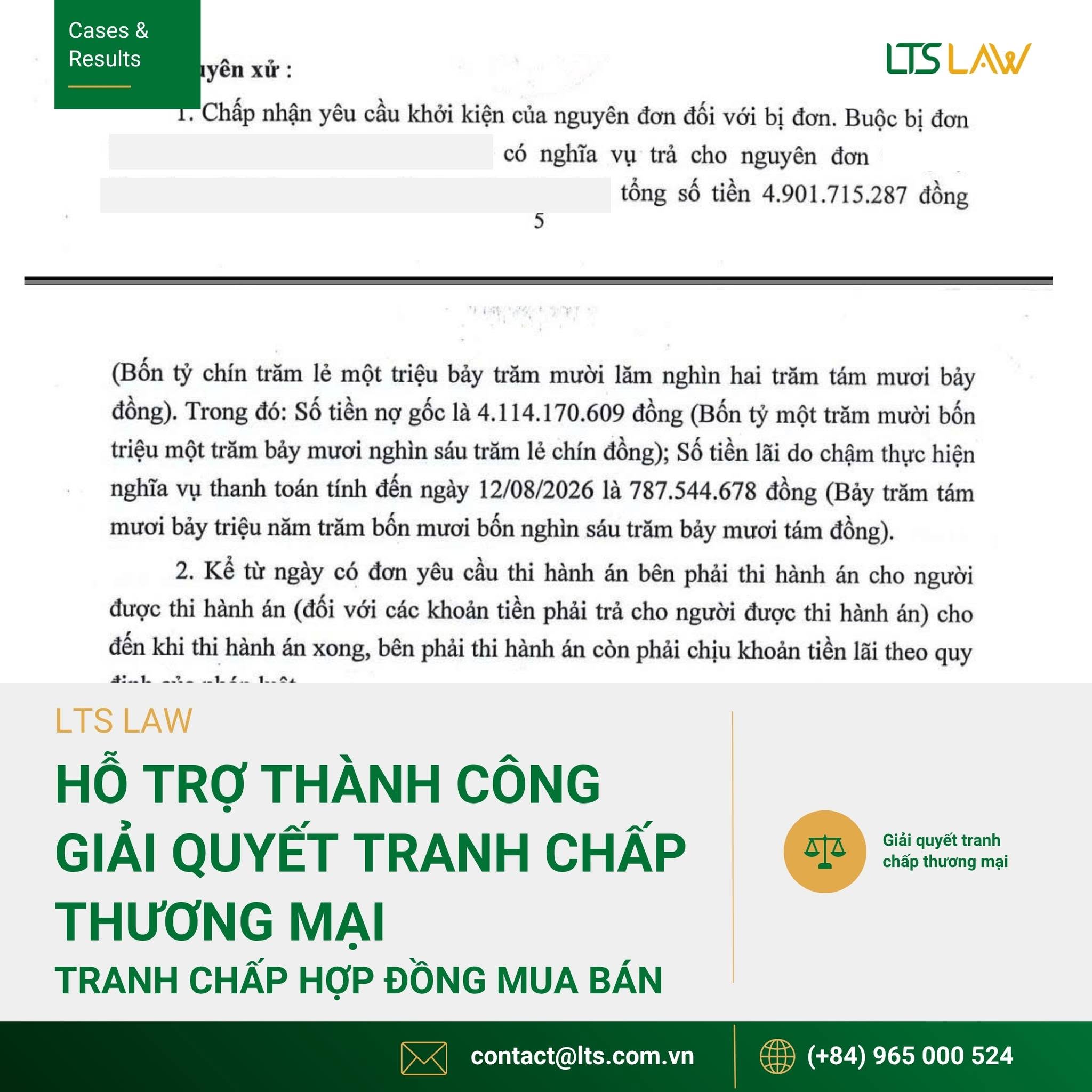 Tranh Chấp Thương Mại | LTS LAW Bảo Vệ Thành Công Khách Hàng